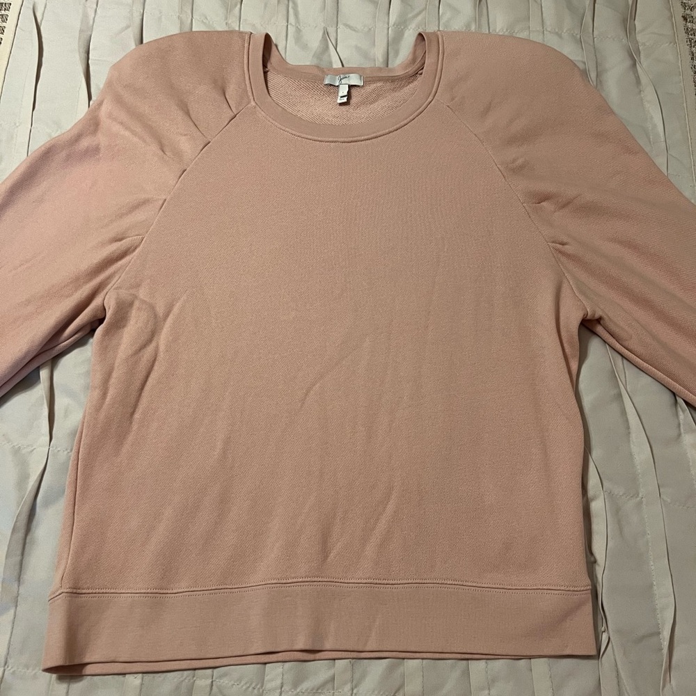 Joie Women's Size L Blush Pink Korbyn Cotton Sweatshirt Puff Long Sleeves